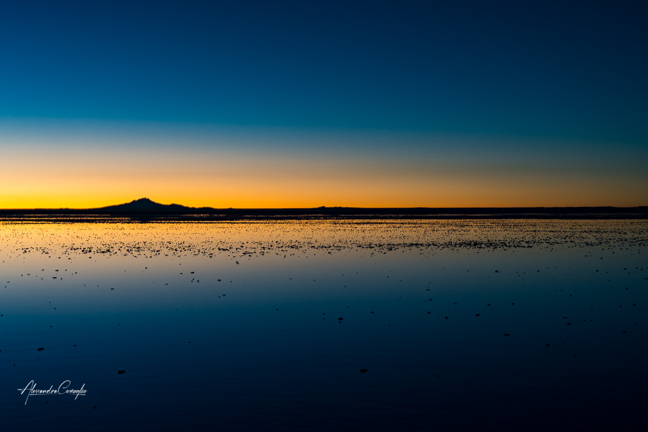 lago in Cile al tramonto
